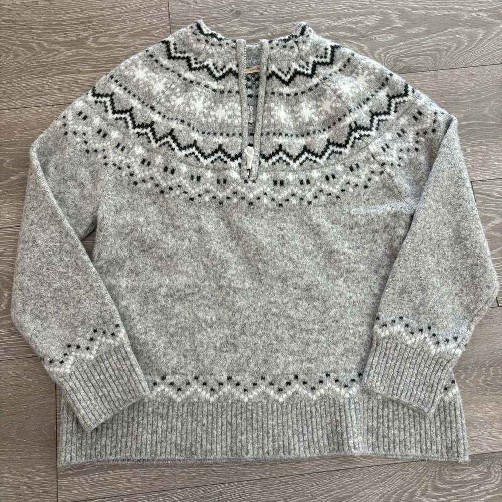 NWT Soft Surroundings Womens Gray Soft Cozy Sascha Fairβ Isle Sweater Size PL